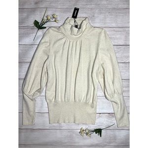 EXPRESS Metallic Mock Neck Banded Dolman Sweater Top